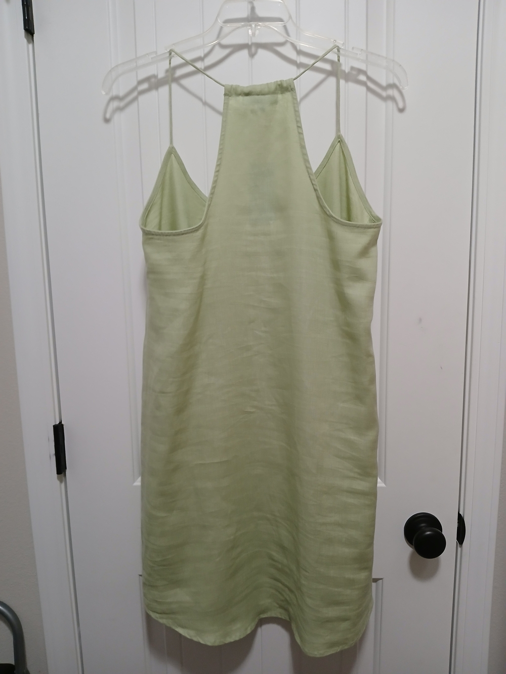 Light Sage Slip Dress in LINEN with Spaghetti Straps NWT